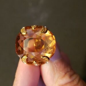 Statement Fashion Ring, 7"-7 1/2", Gold/Orange